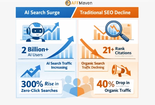 Guida alla semina LLM: ottimizzazione dei contenuti per la ricerca AI nel 2026! 4 Ricerca AI vs crescita SEO tradizionale