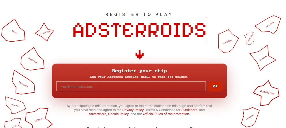 Adsterra fires up a December space battle: Join the Adsterroids mission 8 Adsterroids - Register to Play