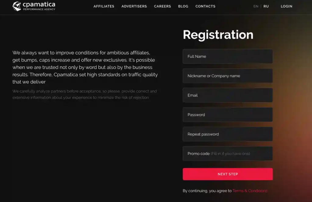 Cpamatica Review 2026: #1 CPA Network for Dating Niche? 11 Cpamatica Registration Process