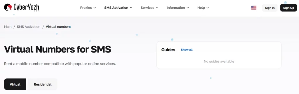 Recensione di CyberYozh 2026: proxy mobili e funzionalità anti-rilevamento 6 Attivazione SMS CyberYozh