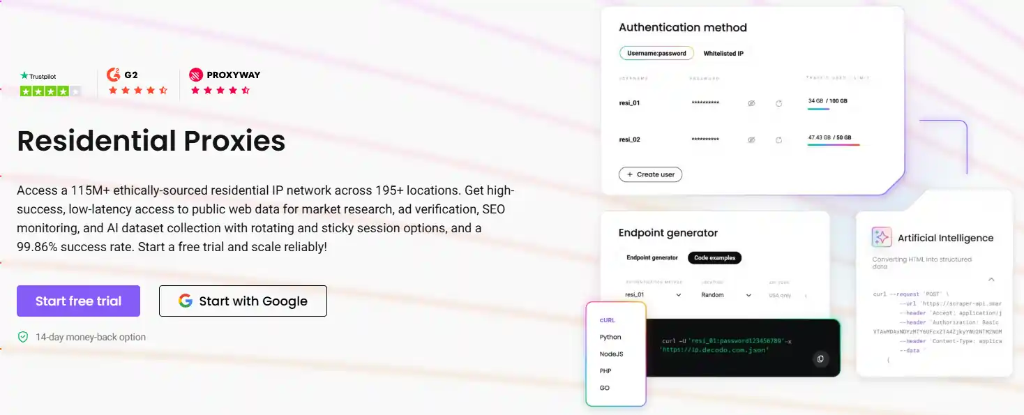 Посібник зі збору геотаргетингових даних: Як збирати локальні дані (2026) 3 Decodo Житлові довіреності