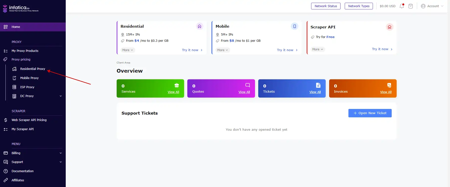 Infatica Review 2026: Ethiek, uptime en ROI van scrapers 6 Infatica Proxy Management Dashboard