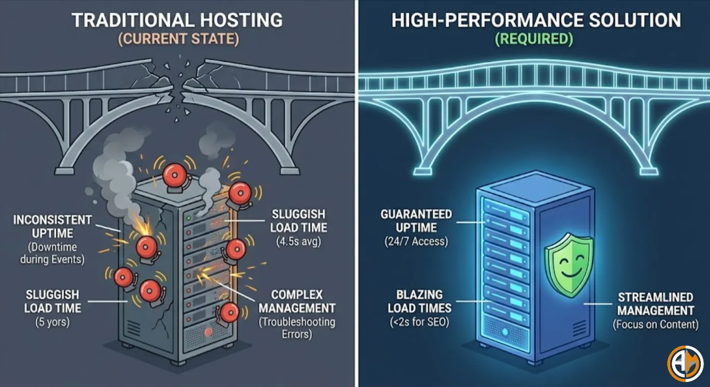 How AFFMaven Achieved 3X Traffic Growth with Cloudways (2026) 2 Traditional Hosting vs High-Performance Hosting