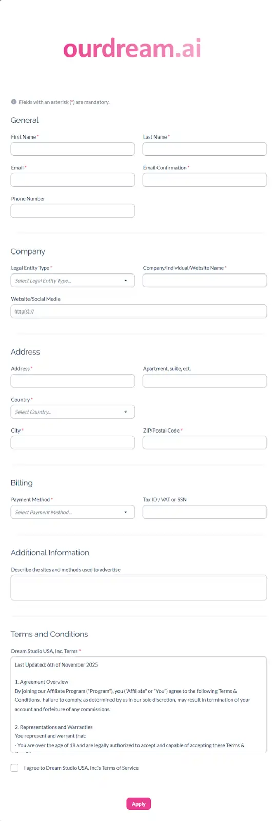OurDream.ai Affiliate Program Review: Full Breakdown (2026) 5 Submit OurDream.ai Affiliate application
