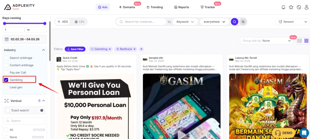 How to Find Hidden Affiliate Ads Using Tracking Filters 4 AdPlexity Social Tracking Tool Verticals Filters