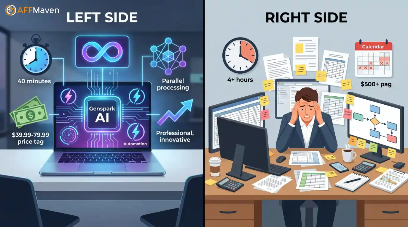 Genspark Claw Review 2026: AI Affiliate Employee Test 5 Claw automation compared with manual workflow efficiency chart