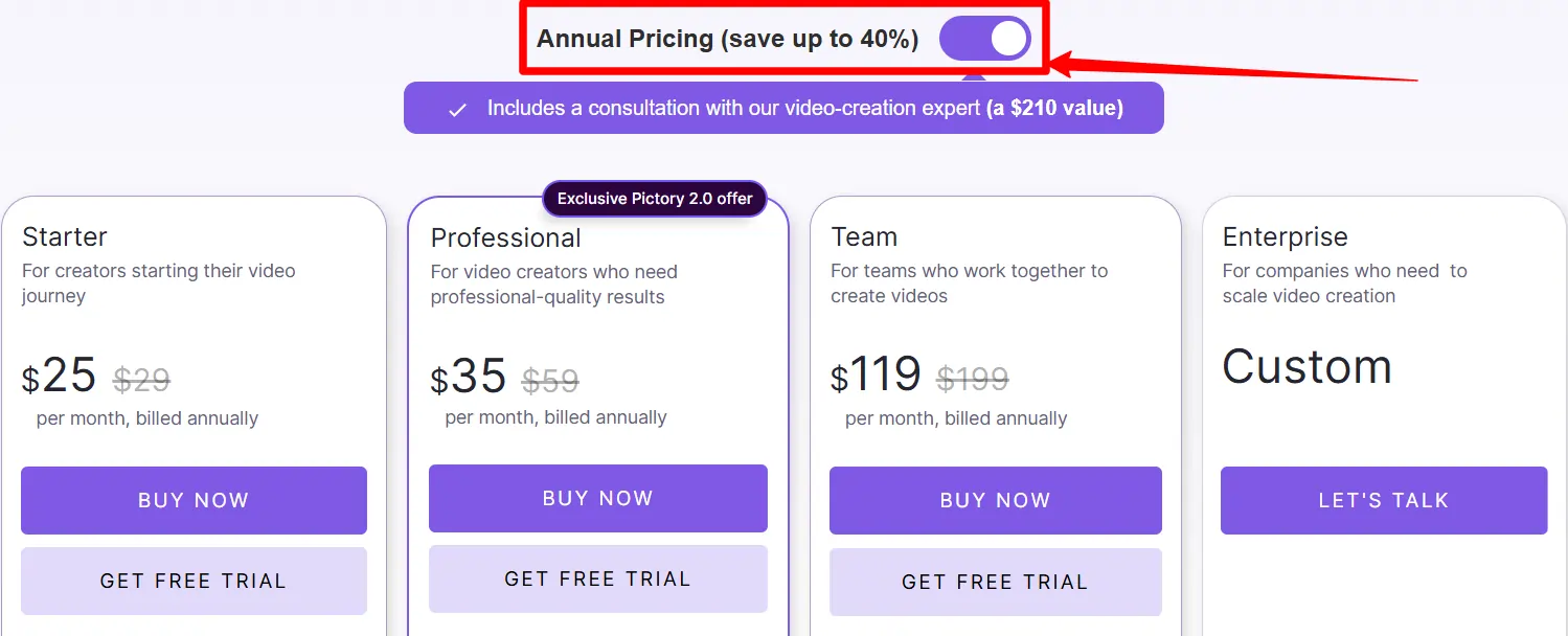 Pictory AI Coupon 2026: Save 20% with Code 'AFFTWEAKS' 4 Select either Pictory Monthly or Annual billing