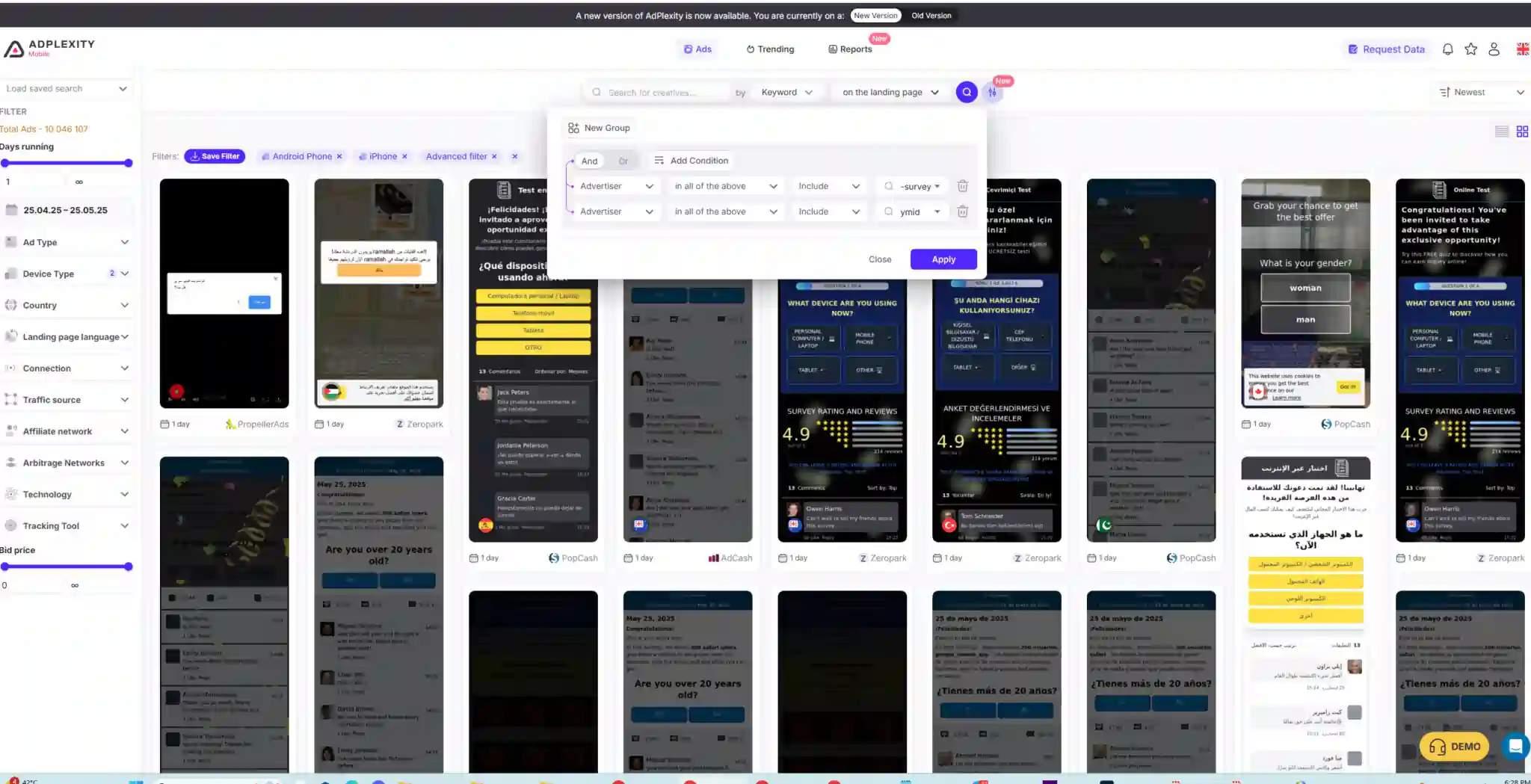 Adplexity Social Pricing, Features and Savings (2026) 4 Adplexity Social Geavanceerde zoekfilters