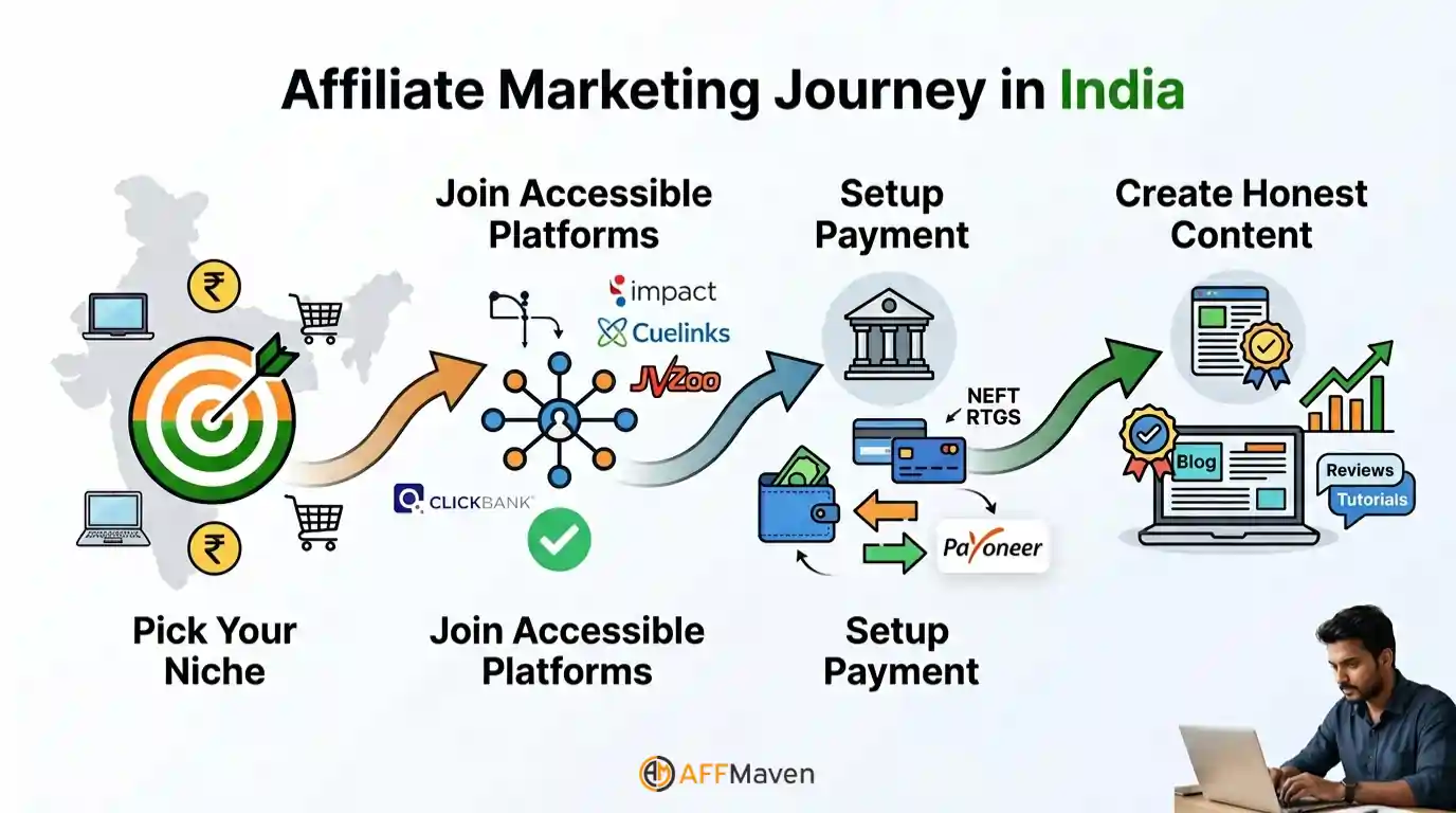 6 alternativas a Clickbank en India en 2026 con pagos más rápidos. 9 Guía para principiantes affiliate marketing en India