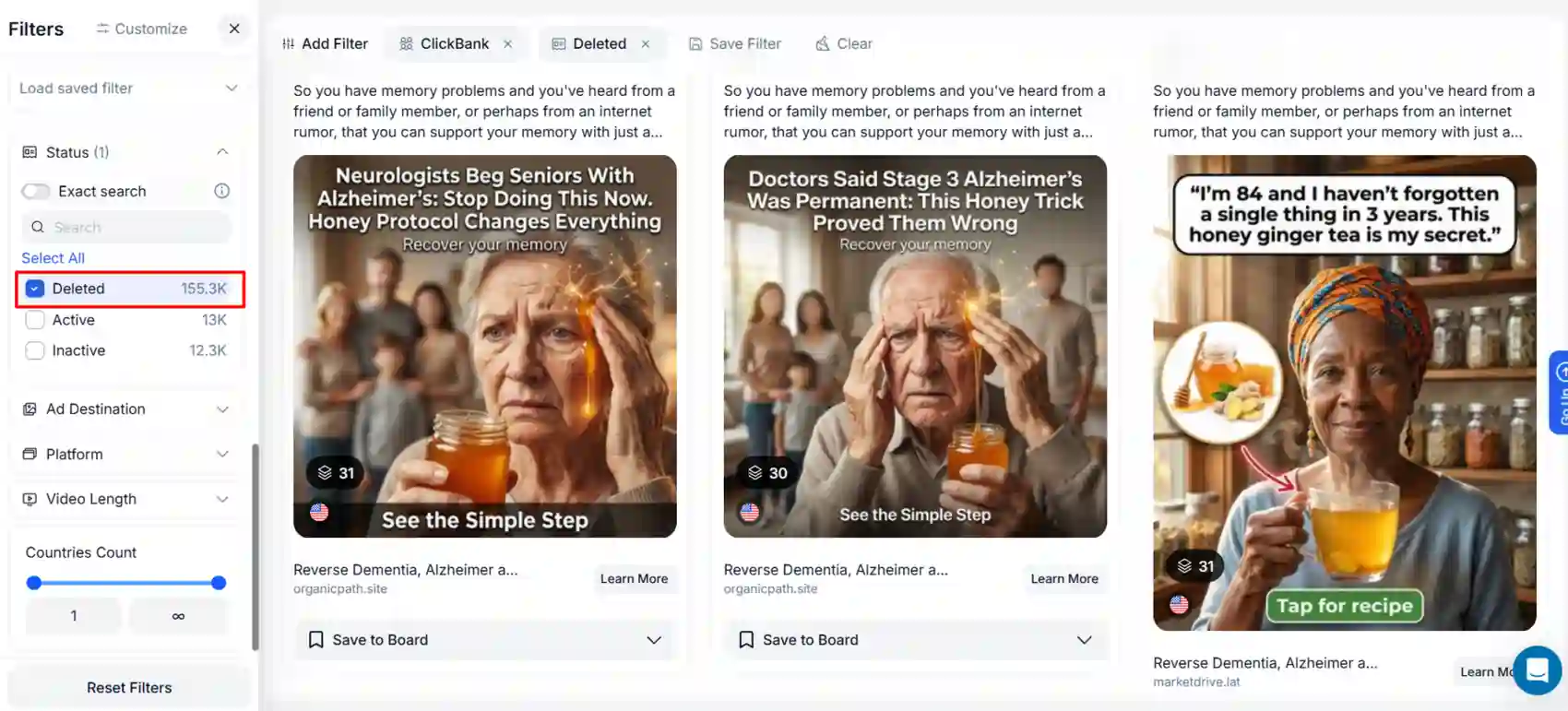 Comment trouver des publicités ClickBank performantes sur Facebook grâce à Adplexity Social 11 Consultez les annonces supprimées pour découvrir des stratégies gagnantes insoupçonnées dans Adplexity Social.