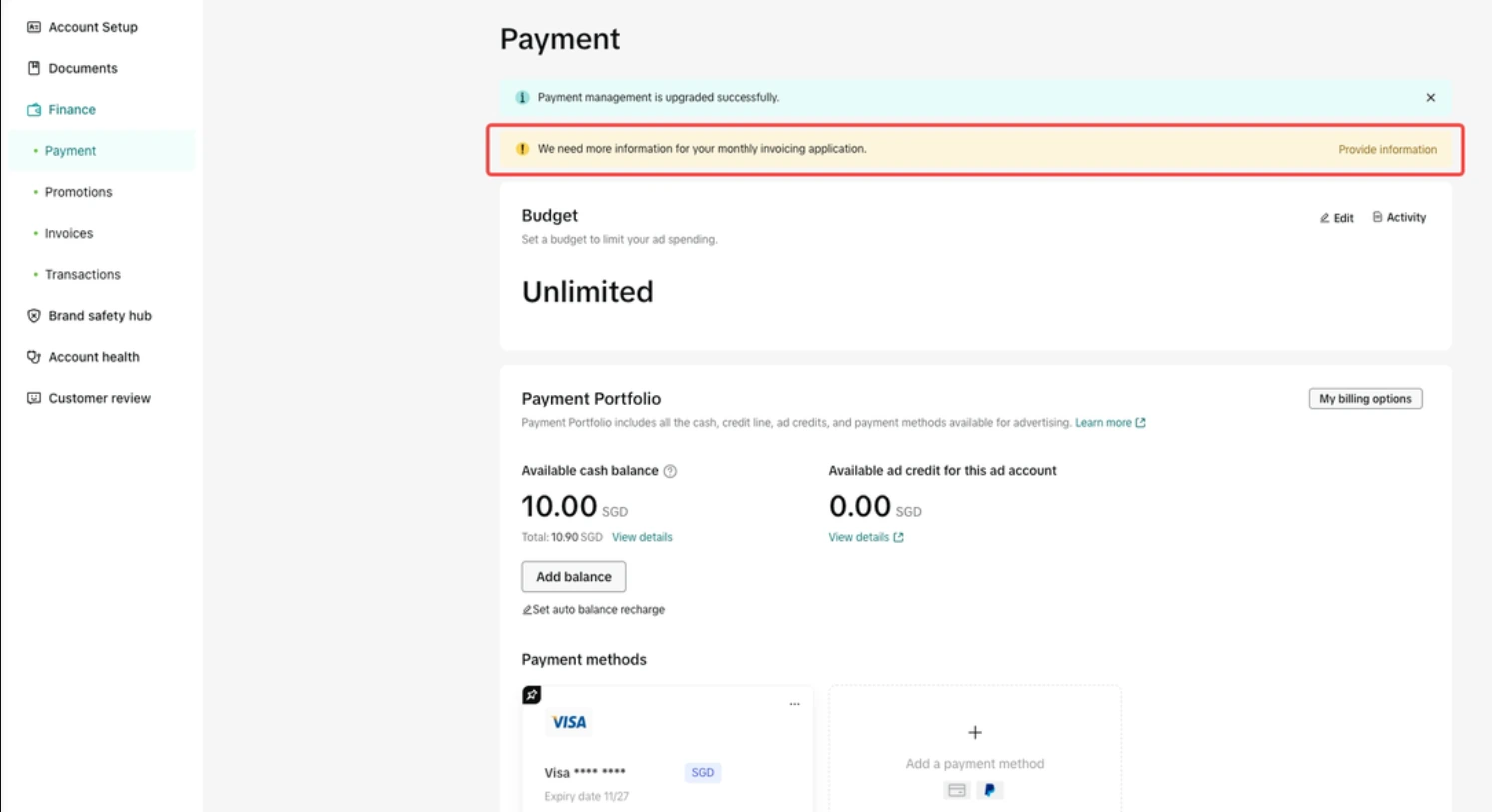 TikTok Für Business-Coupons: Erhalten Sie $6000 in Ad Credits 🎉 (2026) 12 TikTok Abrechnungsseite des Anzeigenmanagers