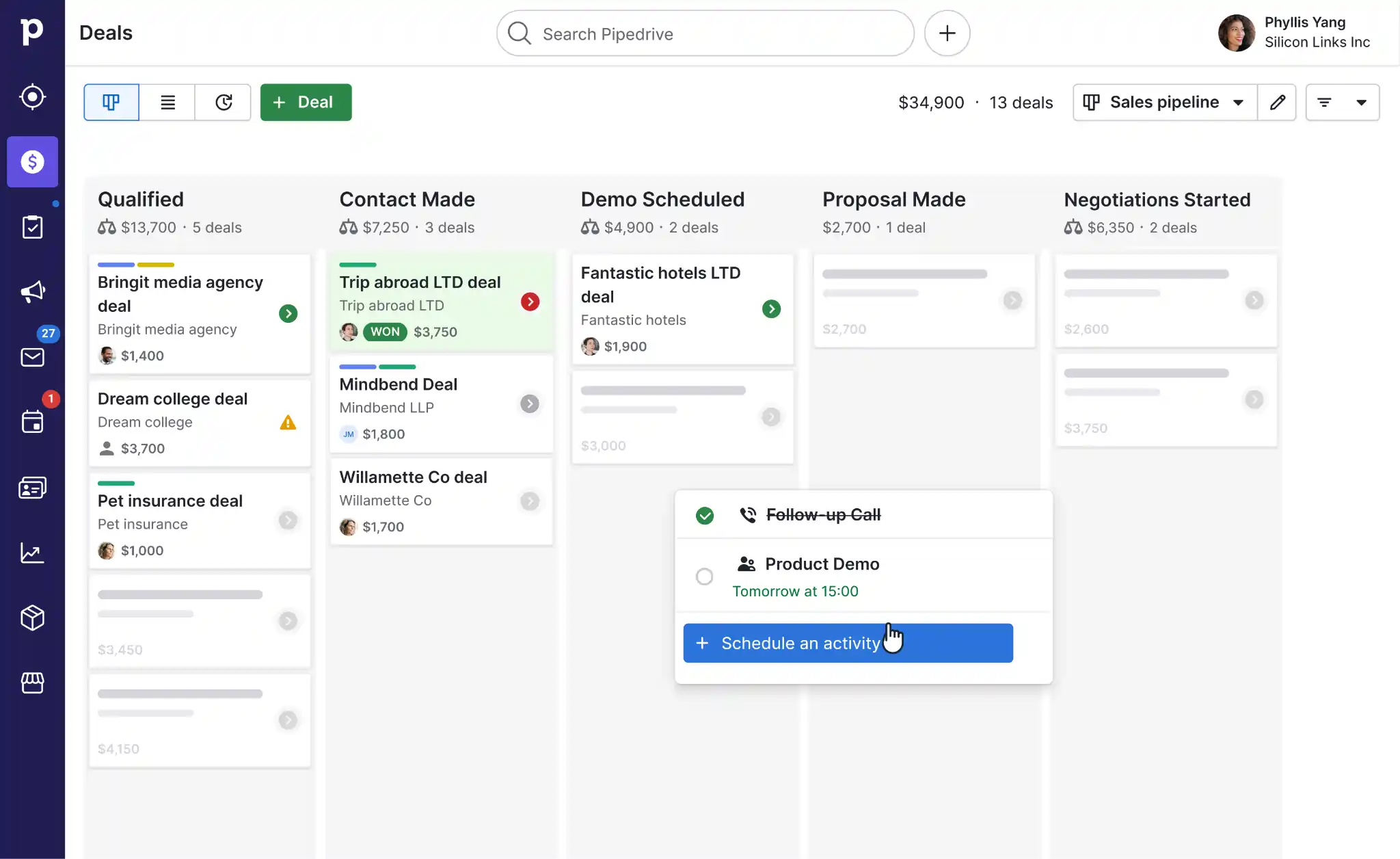 Огляд Pipedrive CRM 2026: функції, ціни, вердикт 4 Візуальний конвеєр Pipedrive