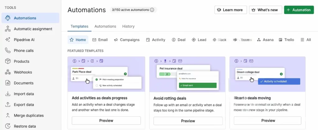 Огляд Pipedrive CRM 2026: функції, ціни, вердикт 14 Автоматизація робочих процесів Pipedrive