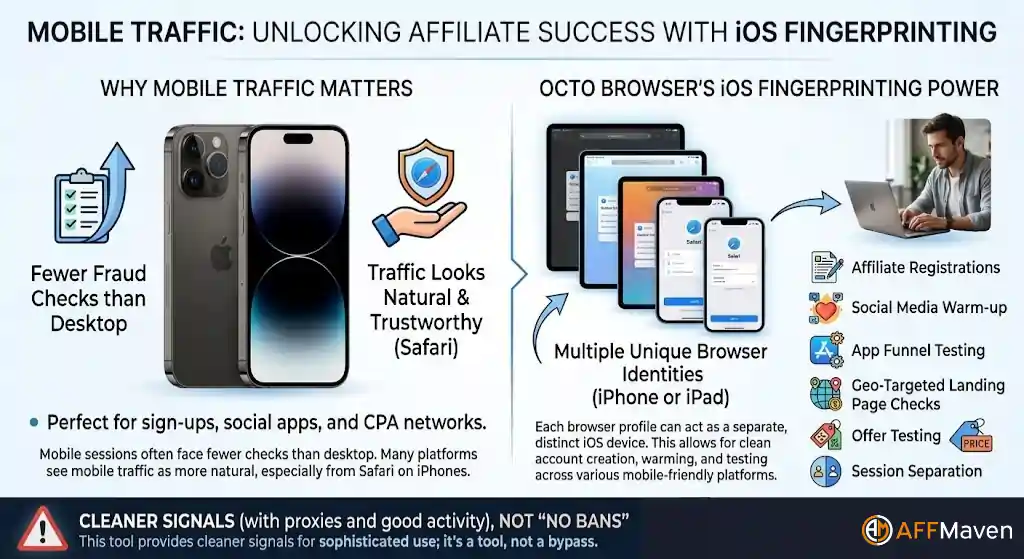 Обзор Octo Browser для iOS: первый настоящий браузер с защитой от обнаружения для iPhone. Affiliate Маркетологи? 7 Настройка отпечатка браузера iOS для affiliate