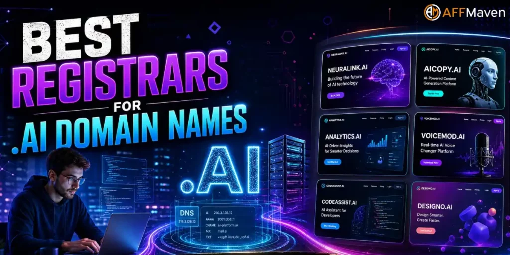 أفضل 5 مسجلي نطاقات .AI في عام 2026: مقارنة وترتيب 3 أفضل مسجلي أسماء النطاقات .AI