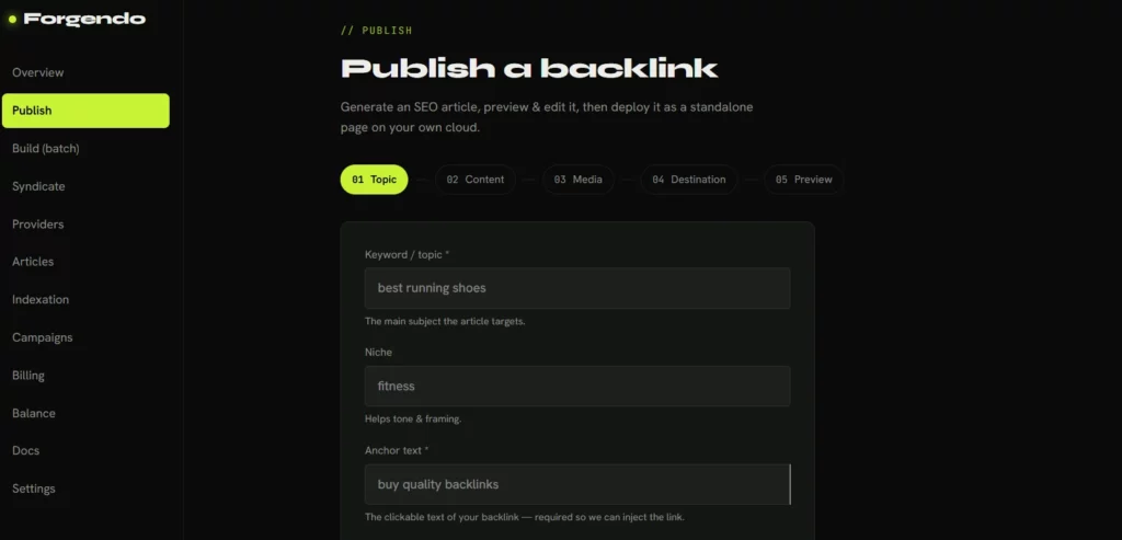 Forgendo Review 2026: Cloud Backlinks Tool for Affiliates 6 Forgendo Cloud publishing destinations