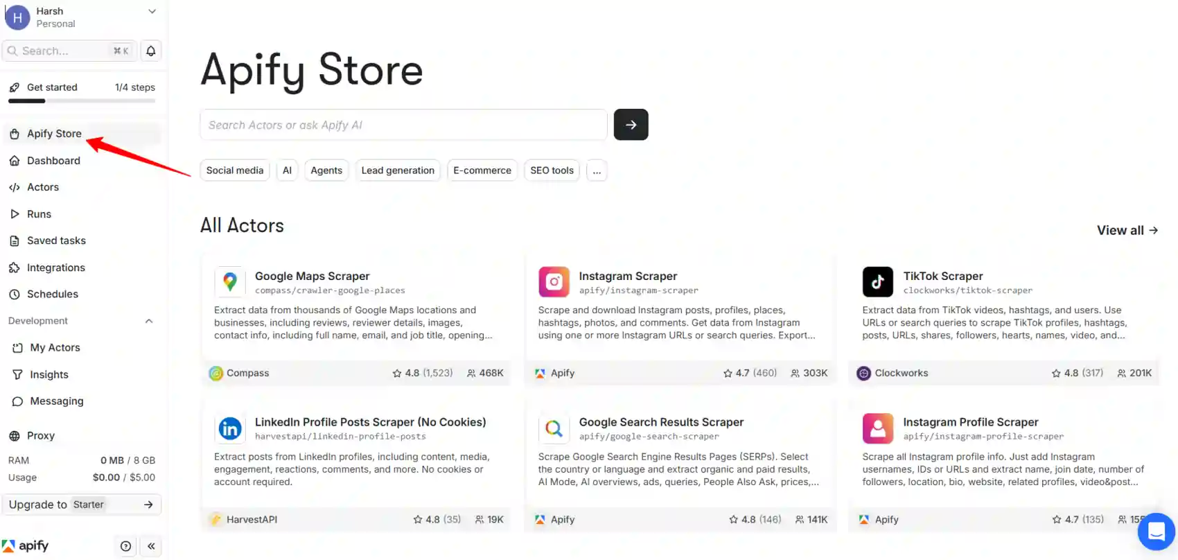 No-Code Apify Web Scraping Guide for Affiliate Marketers 4 Open Apify Store