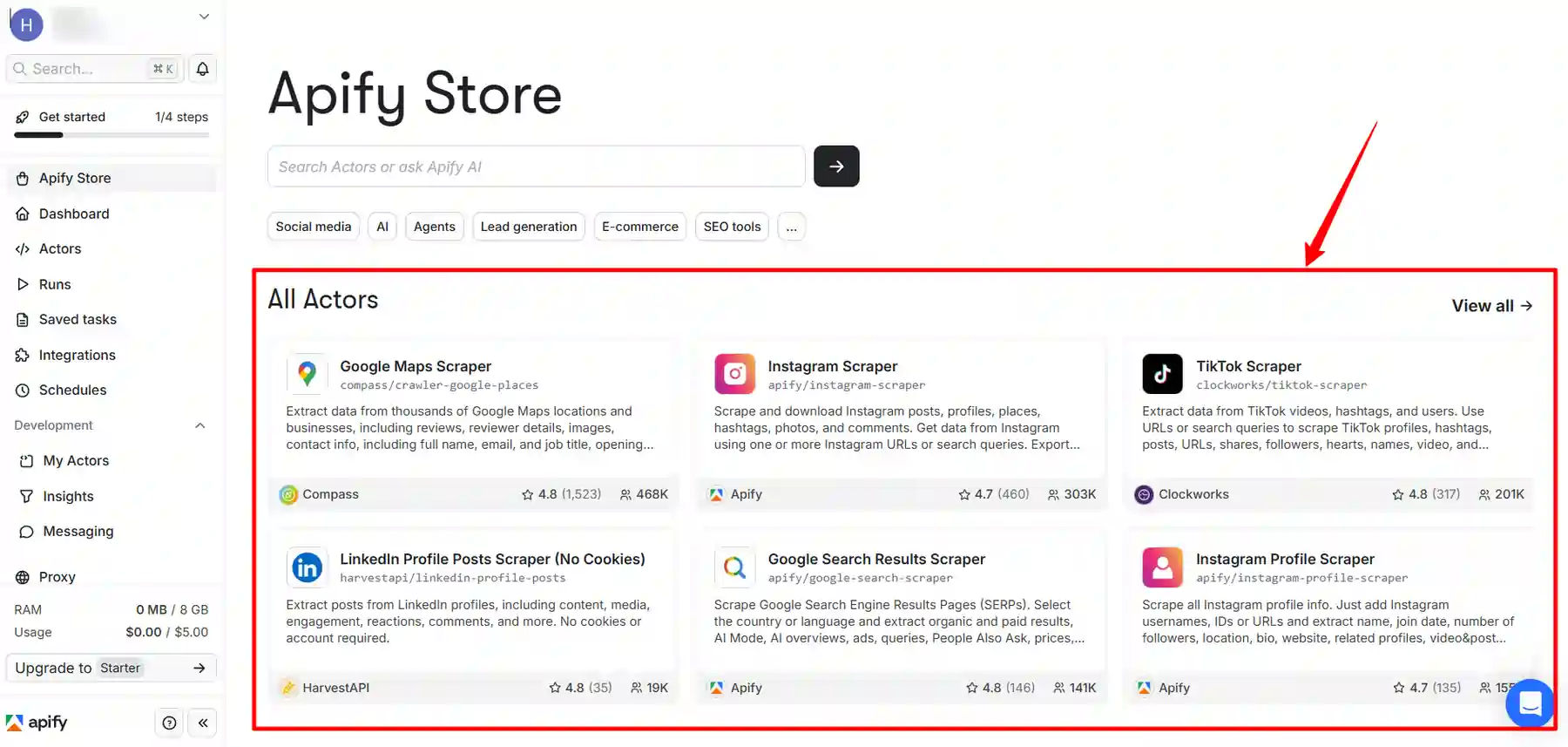 No-Code Apify Web Scraping Guide for Affiliate Marketers 5 Pick the right Actor in Apify