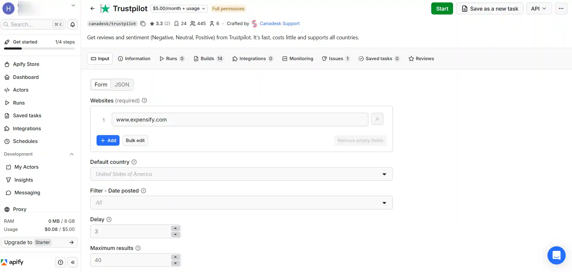 No-Code Apify Web Scraping Guide for Affiliate Marketers 10 Scrape data using Apify Trustpilot Scraper
