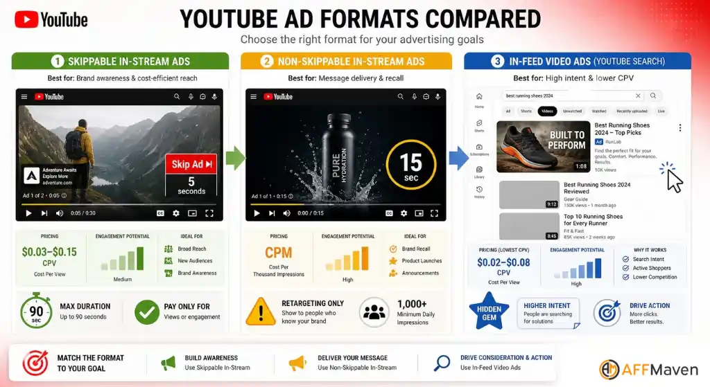 YouTube Ads for Affiliates 2026: In-Stream Playbook 3 YouTube Ad Formats Work for Affiliates