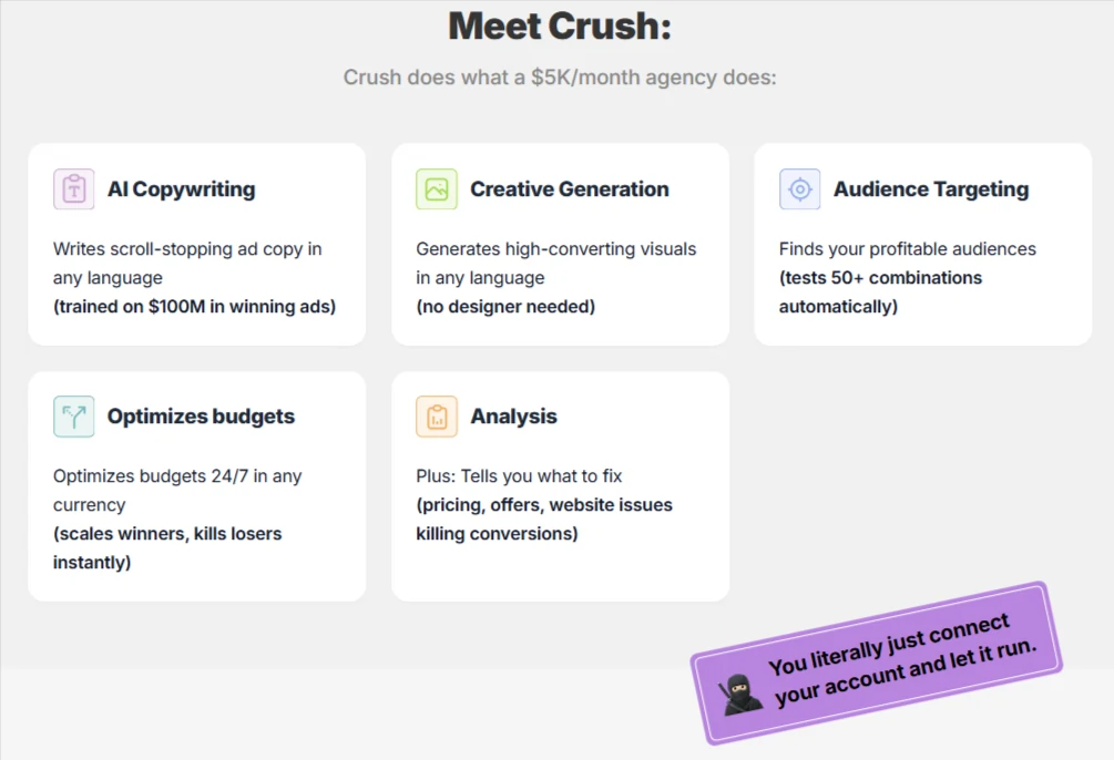 Crush AI Review: AI Media Buyer for Facebook and Instagram 4 Crush AI Features