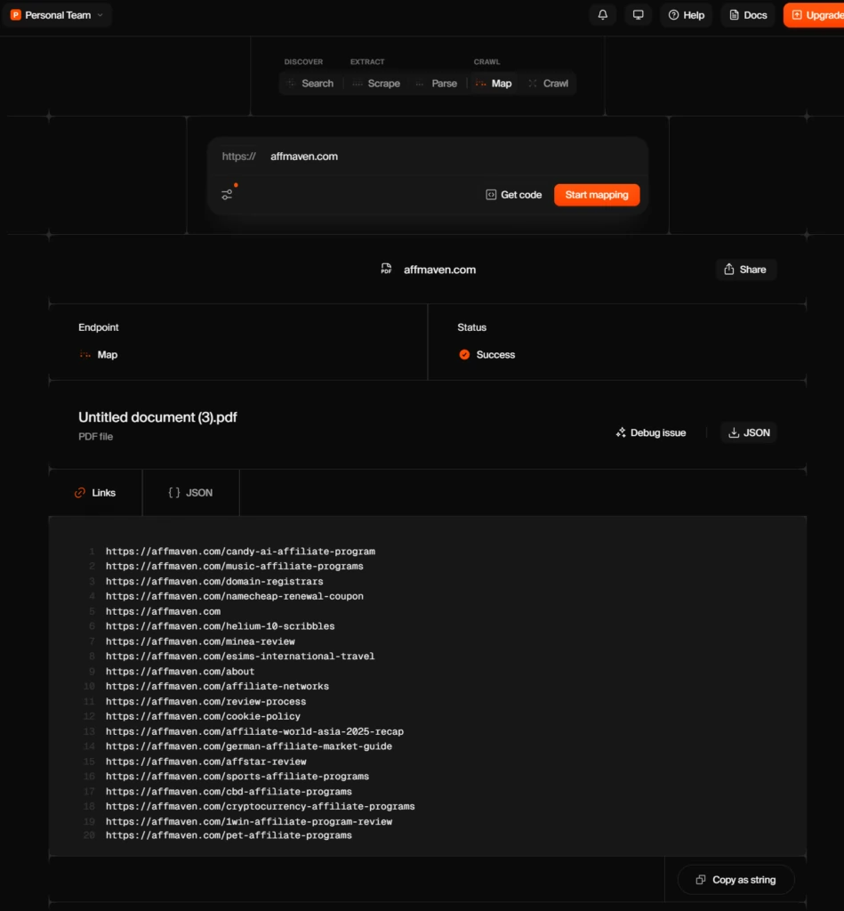 How to Build a Programmatic SEO Site with Firecrawl (Scrape → Structure → Publish at Scale) 3 Firecrawl Map