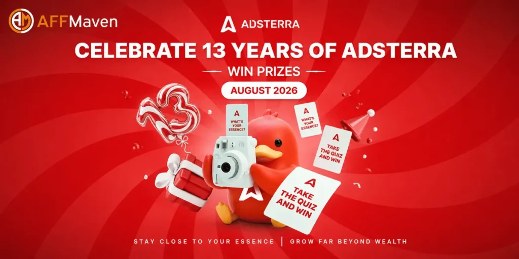 Adsterra Викторина и подарки на 13-летие Affiliate Маркетологи 1 AdsterraРозыгрыш подарков в честь дня рождения